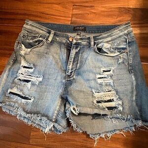Judy Blue Ripped Blue‎ Jean Shorts (0604)